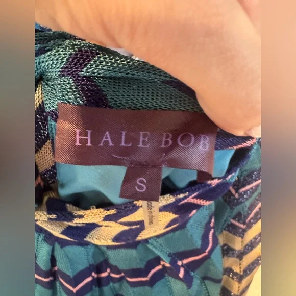 Hale Bob Teal and Cream Chevron Halter Maxi Dress - Picture 8 of 8